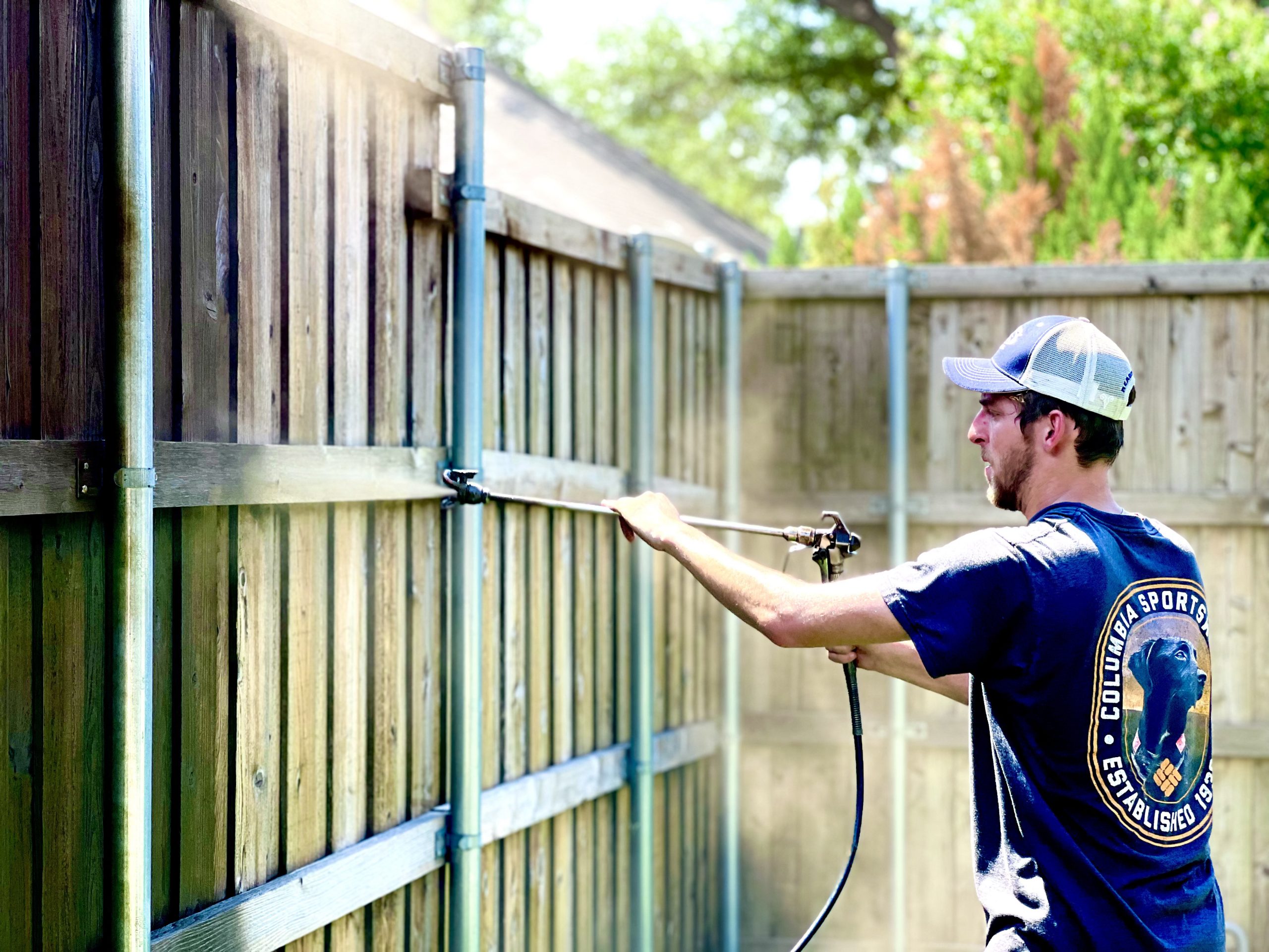 staining a fence